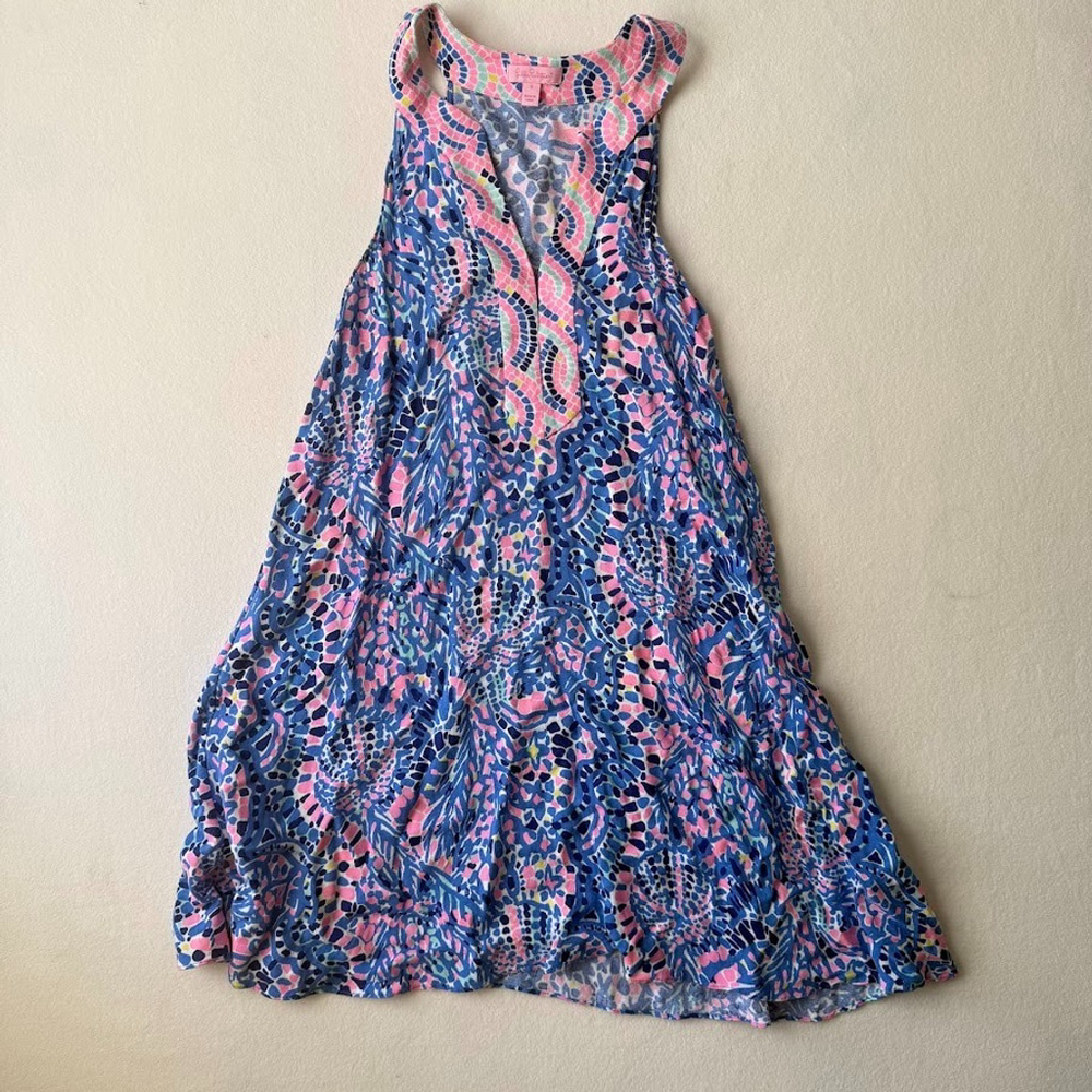 Lilly Pulitzer Achelle Swing Dress S Pink Blue Preppy Beach Vacation Sleeveless
